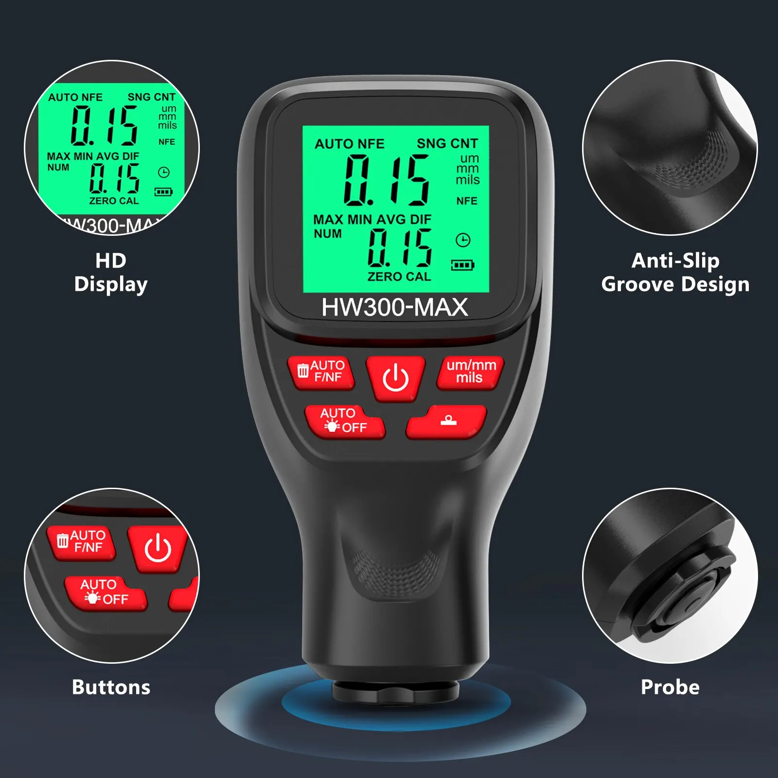 1 conjunto HW300-MAX revestime - Paint Thickness Gauge avaliação e preço